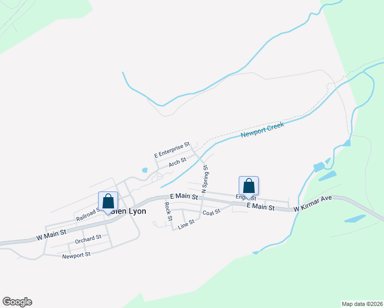 map of restaurants, bars, coffee shops, grocery stores, and more near 54 Arch Street in Glen Lyon