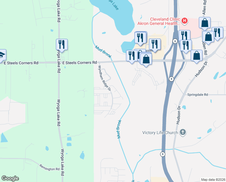 map of restaurants, bars, coffee shops, grocery stores, and more near 3885 Heron Court in Stow