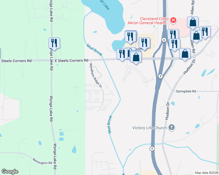 map of restaurants, bars, coffee shops, grocery stores, and more near 3885 Heron Court in Stow