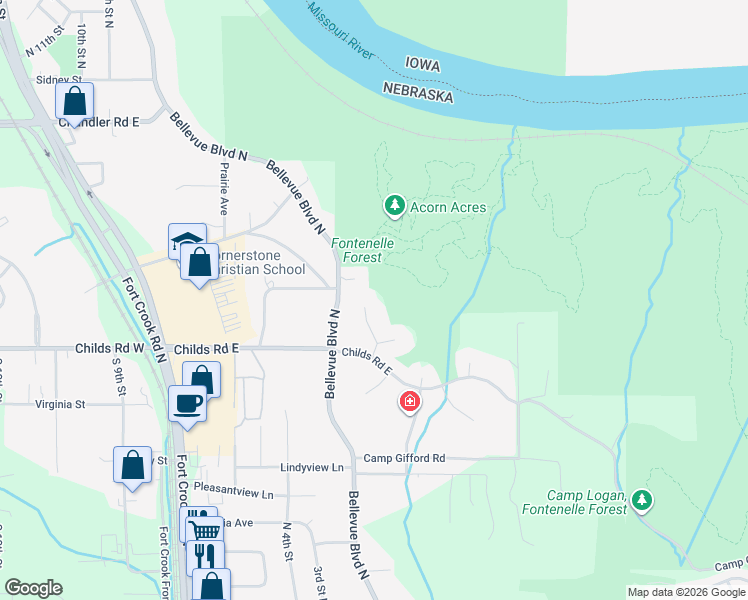 map of restaurants, bars, coffee shops, grocery stores, and more near 1017 Day Drive in Bellevue