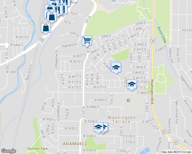 map of restaurants, bars, coffee shops, grocery stores, and more near 4685 South 200 West in Ogden