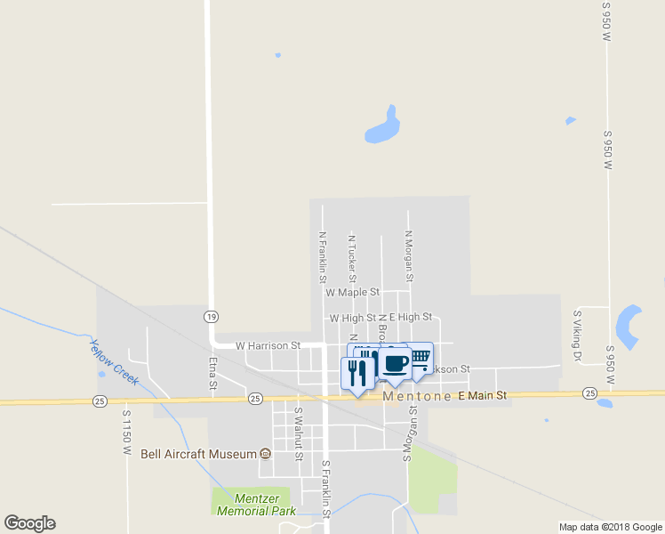 map of restaurants, bars, coffee shops, grocery stores, and more near 508 N Franklin St in Mentone
