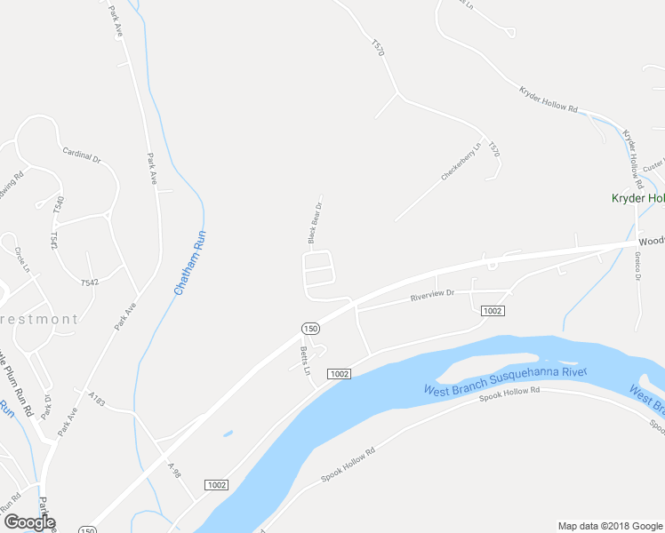 map of restaurants, bars, coffee shops, grocery stores, and more near Woodcock Drive in Lock Haven