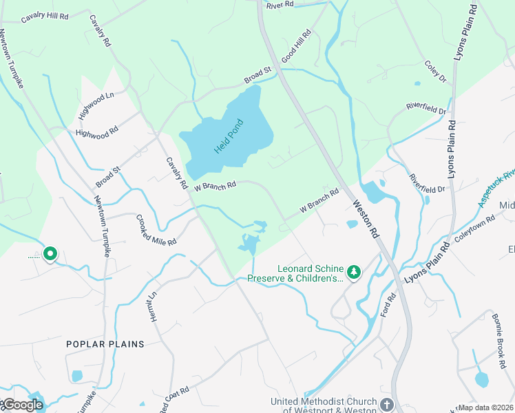 map of restaurants, bars, coffee shops, grocery stores, and more near 30 West Branch Road in Weston