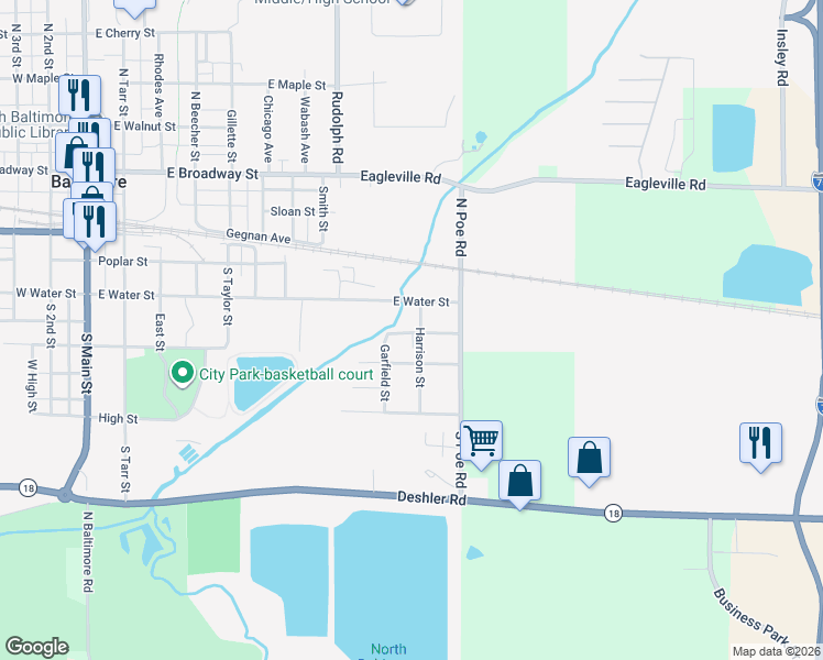 map of restaurants, bars, coffee shops, grocery stores, and more near 906 East South Street in North Baltimore