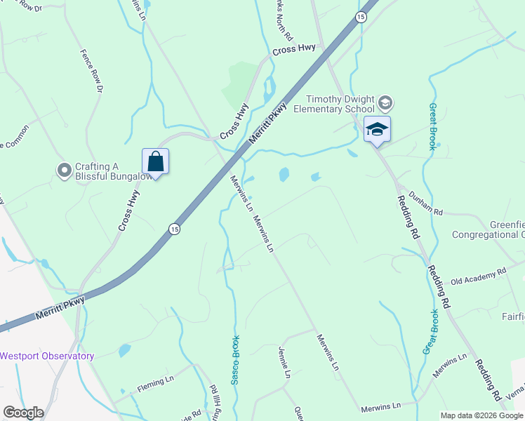 map of restaurants, bars, coffee shops, grocery stores, and more near 1180 Merwins Lane in Fairfield