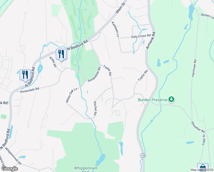 map of restaurants, bars, coffee shops, grocery stores, and more near 3 Kitchel Road in Mount Kisco