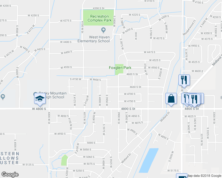 map of restaurants, bars, coffee shops, grocery stores, and more near 3937 West 4650 South in Roy