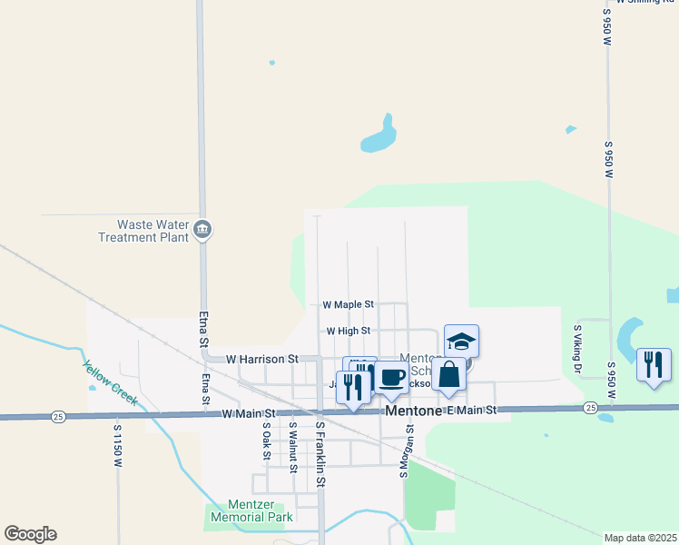 map of restaurants, bars, coffee shops, grocery stores, and more near 508 North Franklin Street in Mentone