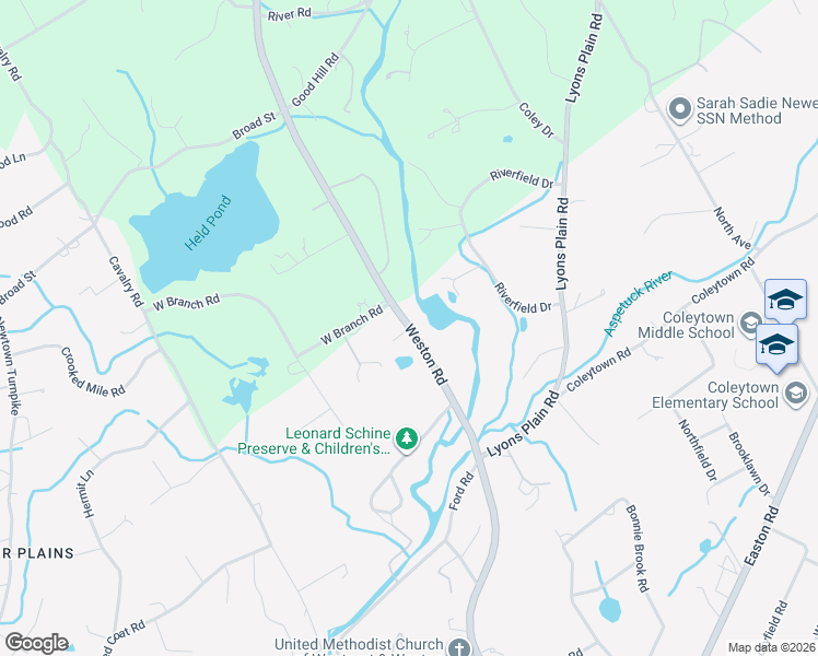 map of restaurants, bars, coffee shops, grocery stores, and more near 117 Weston Road in Westport