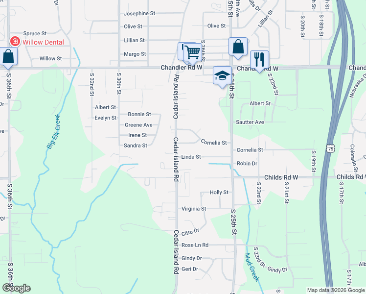map of restaurants, bars, coffee shops, grocery stores, and more near in Omaha