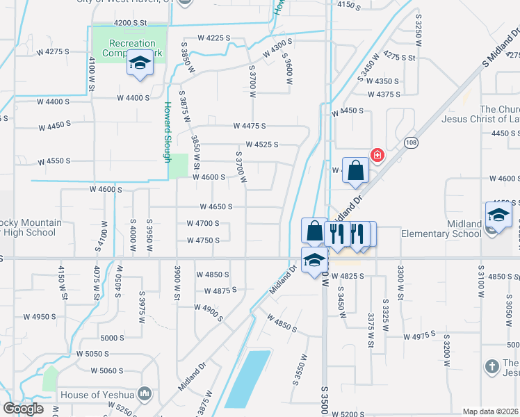 map of restaurants, bars, coffee shops, grocery stores, and more near 3665 West 4650 South in Roy
