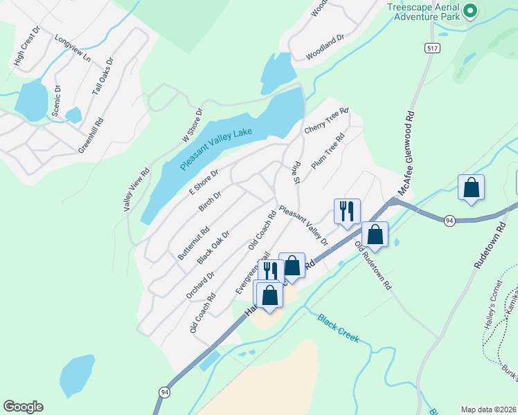 map of restaurants, bars, coffee shops, grocery stores, and more near 48 Black Oak Drive in Sussex County