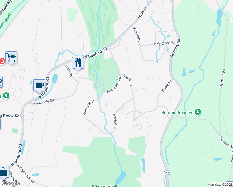 map of restaurants, bars, coffee shops, grocery stores, and more near 70 Annandale Road in Chappaqua