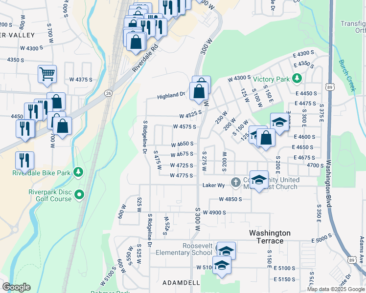 map of restaurants, bars, coffee shops, grocery stores, and more near 359 West 4650 South in Ogden