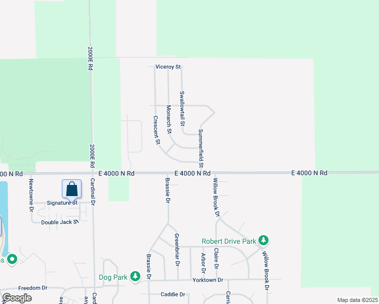 map of restaurants, bars, coffee shops, grocery stores, and more near 2219 Crescent Street in Bourbonnais