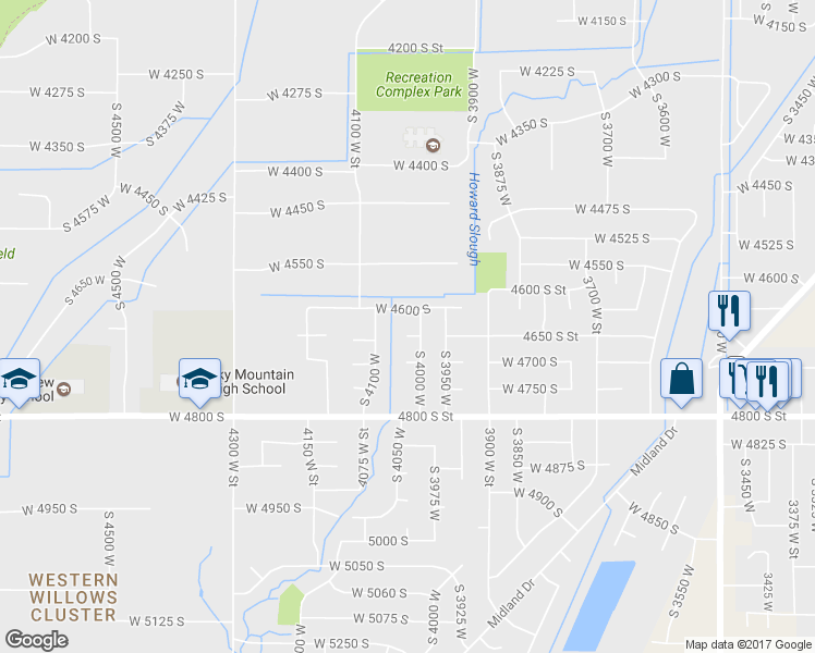 map of restaurants, bars, coffee shops, grocery stores, and more near 4024 West 4650 South in Roy