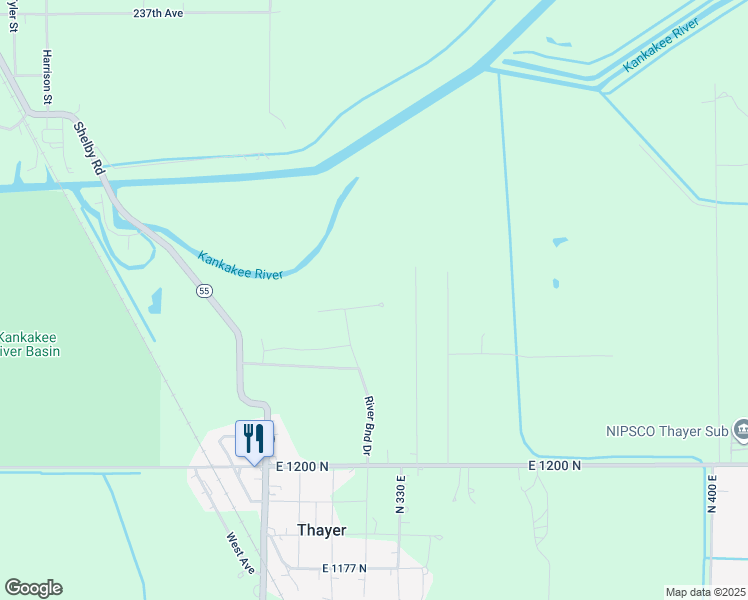 map of restaurants, bars, coffee shops, grocery stores, and more near 12150-12298 North 332E in De Motte
