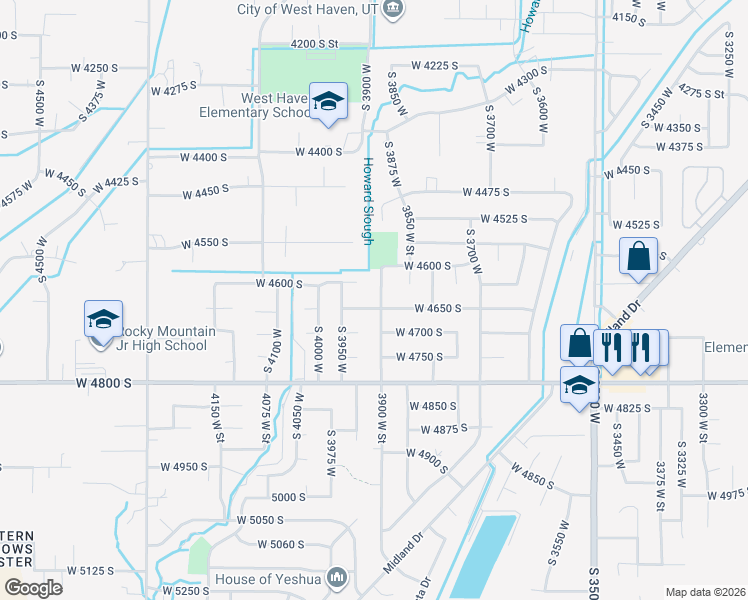 map of restaurants, bars, coffee shops, grocery stores, and more near 4643 3900 West Street in Roy