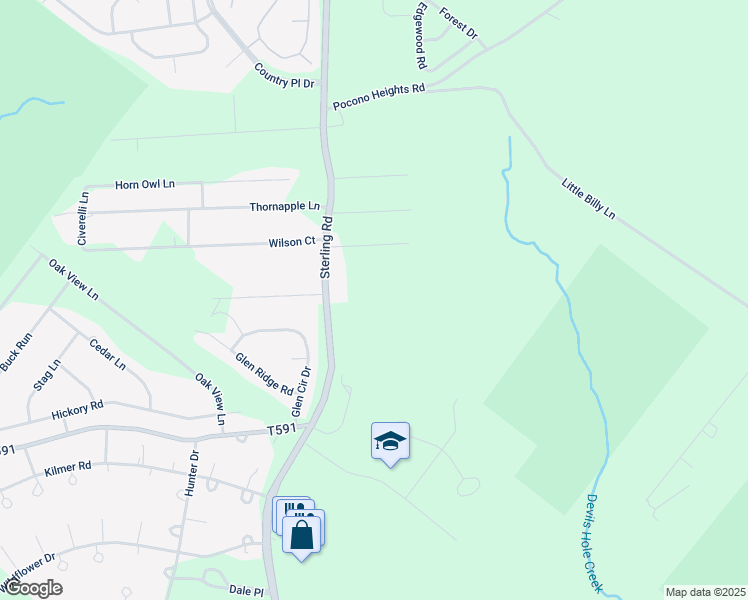 map of restaurants, bars, coffee shops, grocery stores, and more near 798 Pennsylvania 196 in Tobyhanna