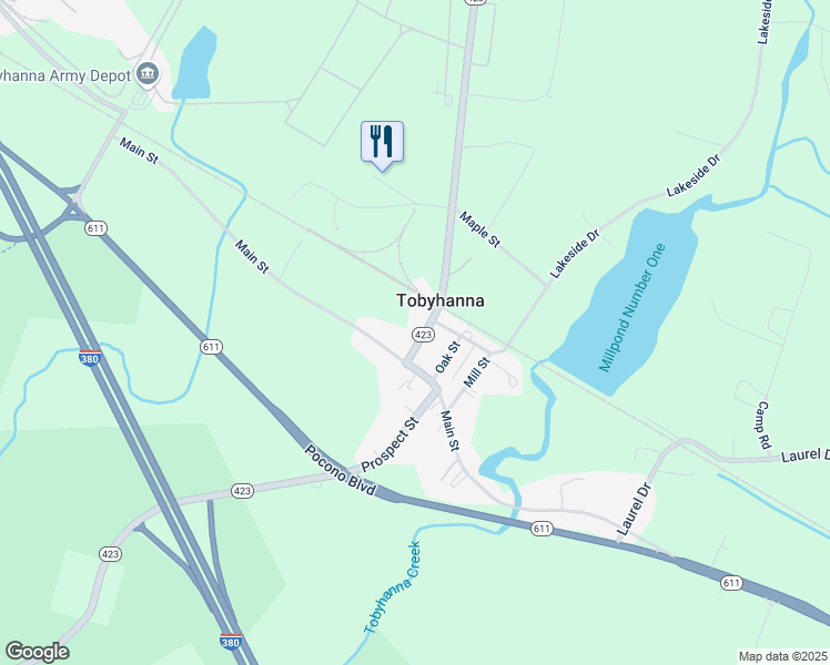 map of restaurants, bars, coffee shops, grocery stores, and more near in Tobyhanna