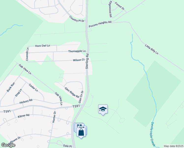 map of restaurants, bars, coffee shops, grocery stores, and more near 798 Pennsylvania 196 in Tobyhanna