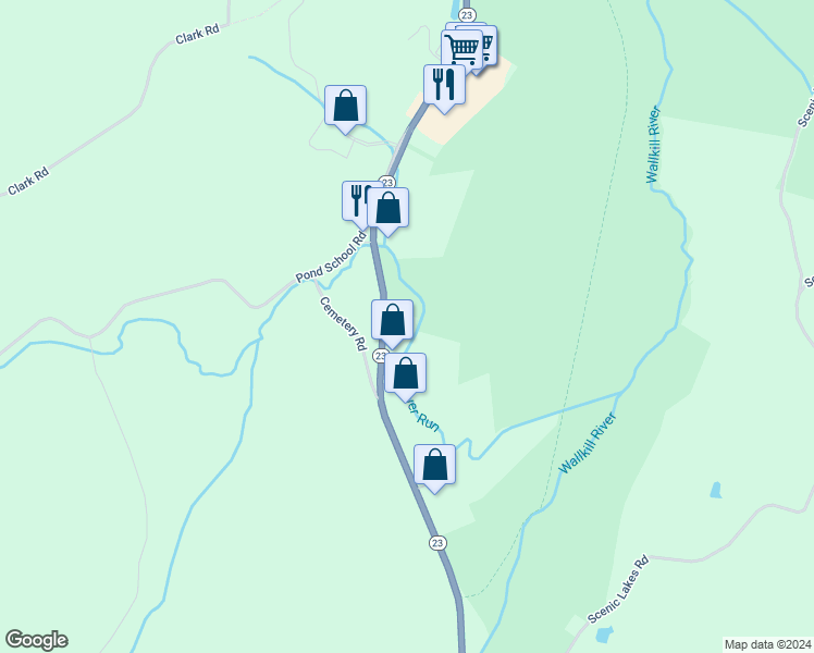 map of restaurants, bars, coffee shops, grocery stores, and more near 127 New Jersey 23 in Wantage