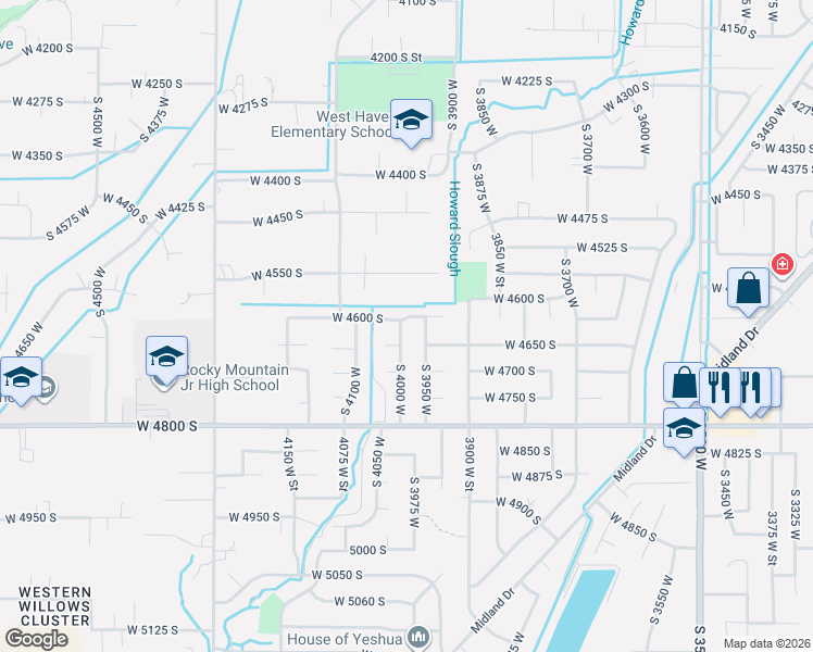 map of restaurants, bars, coffee shops, grocery stores, and more near 4602 South 4000 West in Roy