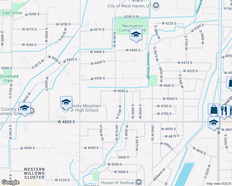map of restaurants, bars, coffee shops, grocery stores, and more near 4101 West 4600 South in Roy