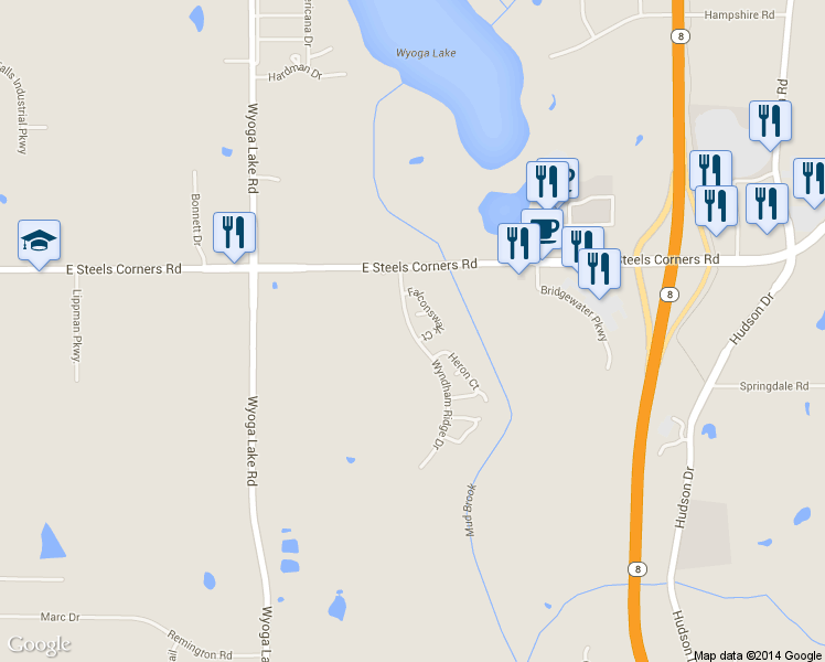 map of restaurants, bars, coffee shops, grocery stores, and more near 4018 Falconswalk Court in Stow