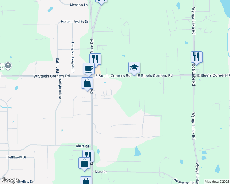 map of restaurants, bars, coffee shops, grocery stores, and more near 3600 Koir Drive in Cuyahoga Falls