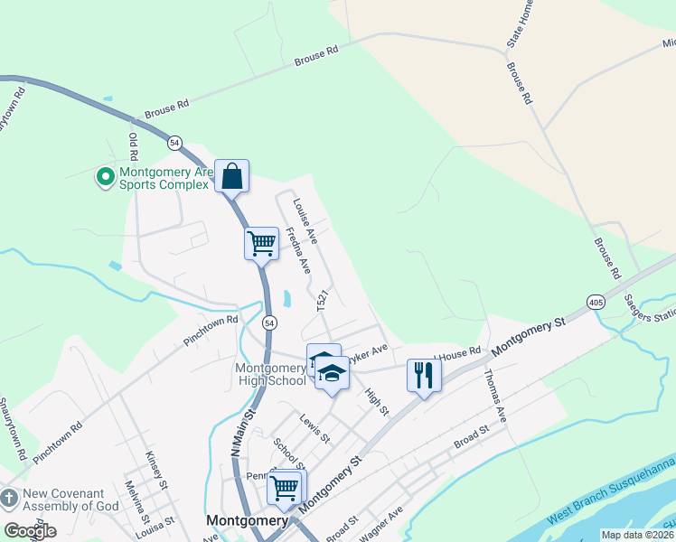 map of restaurants, bars, coffee shops, grocery stores, and more near 106 Louise Avenue in Montgomery