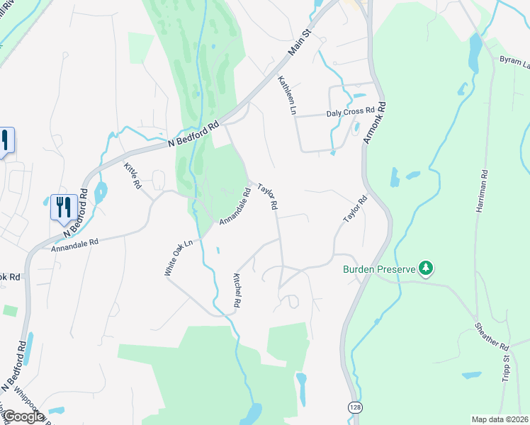 map of restaurants, bars, coffee shops, grocery stores, and more near 20 Taylor Road in Mount Kisco