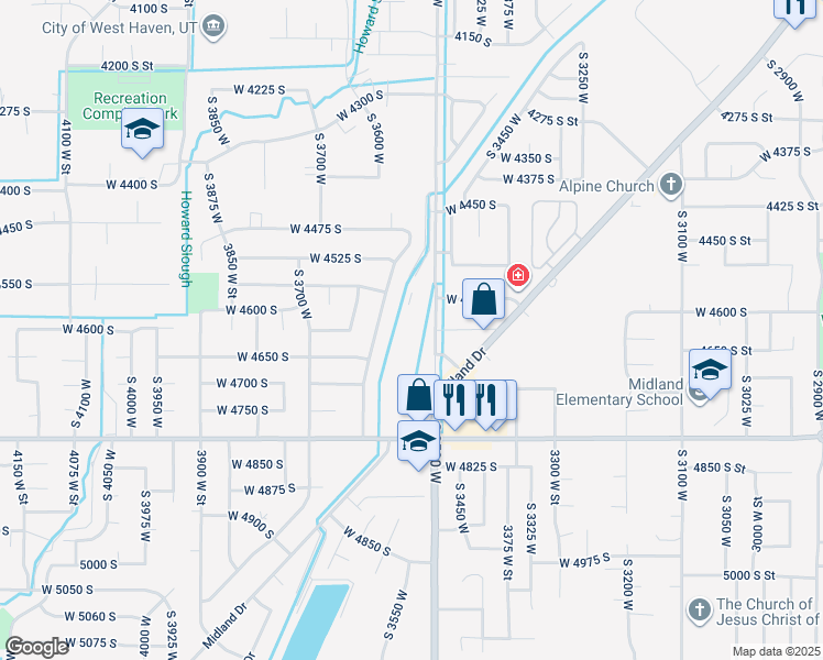 map of restaurants, bars, coffee shops, grocery stores, and more near 4629 South 3500 West in Roy