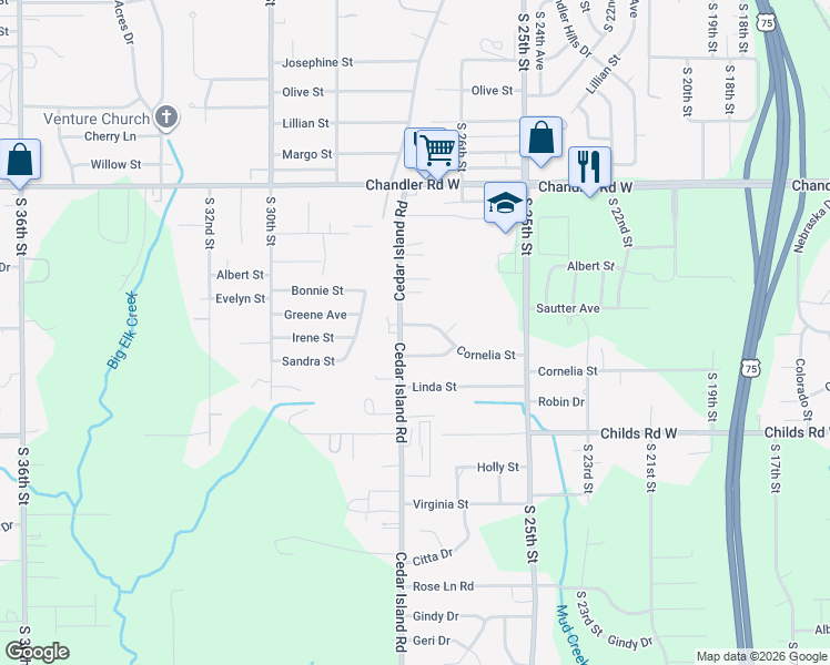 map of restaurants, bars, coffee shops, grocery stores, and more near 2627 Greene Avenue in Bellevue