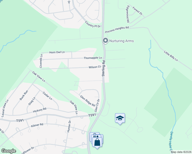 map of restaurants, bars, coffee shops, grocery stores, and more near 2124 Wild Cherry Lane in Tobyhanna