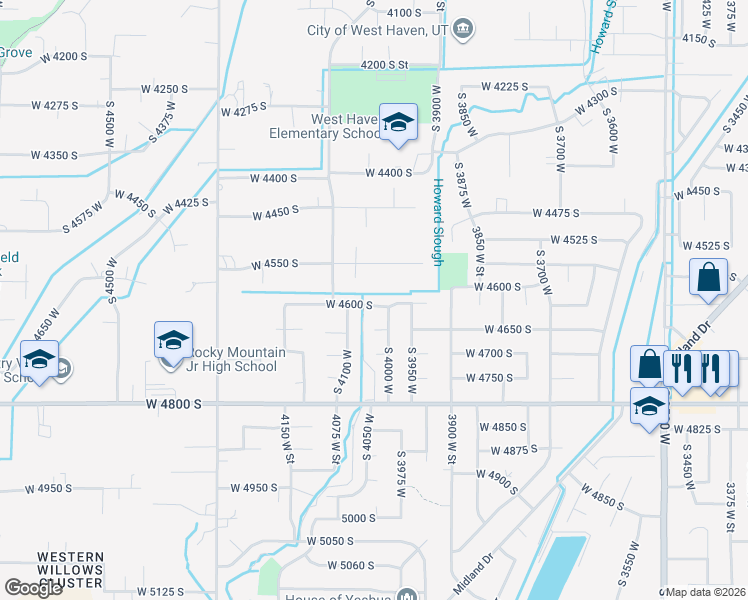 map of restaurants, bars, coffee shops, grocery stores, and more near 4032 West 4600 South in Roy