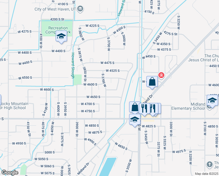 map of restaurants, bars, coffee shops, grocery stores, and more near 4617 South 3700 West in Roy