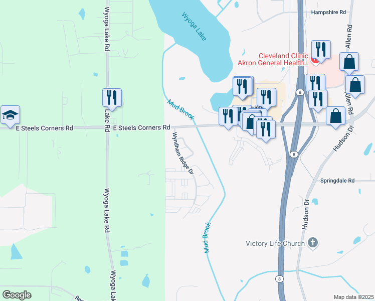 map of restaurants, bars, coffee shops, grocery stores, and more near 4018 Falconswalk Court in Stow