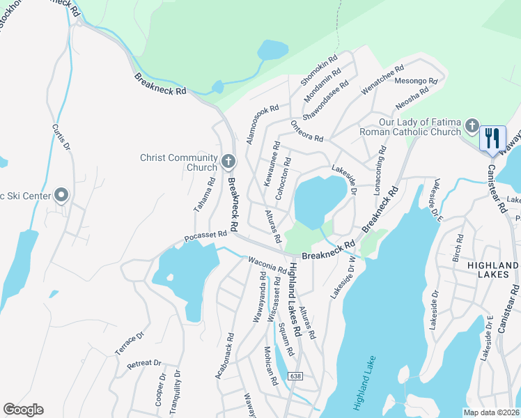 map of restaurants, bars, coffee shops, grocery stores, and more near 15 Alturas Road in Vernon Township