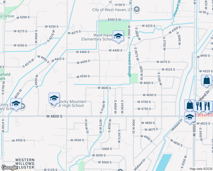 map of restaurants, bars, coffee shops, grocery stores, and more near 4032 West 4600 South in Roy