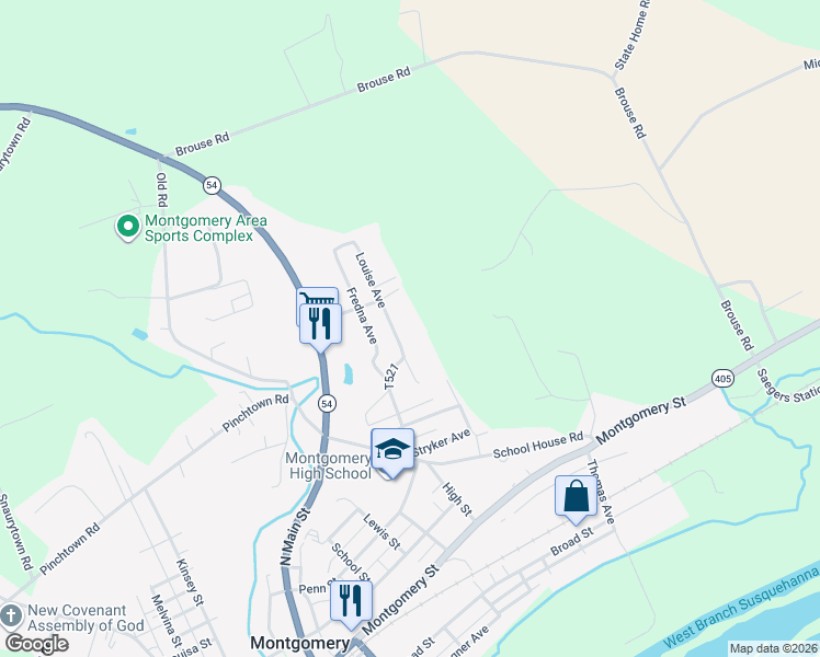 map of restaurants, bars, coffee shops, grocery stores, and more near 106 Louise Avenue in Montgomery