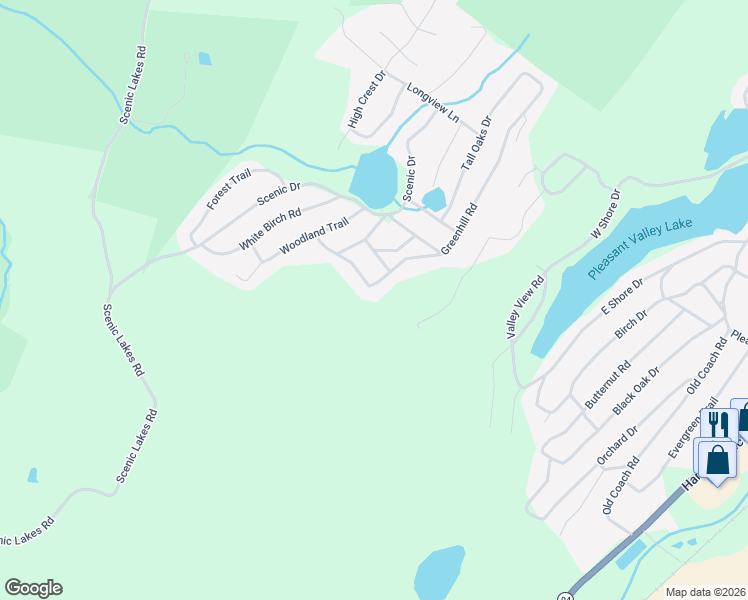 map of restaurants, bars, coffee shops, grocery stores, and more near 20 Greenhill Road in Hamburg