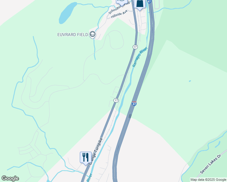 map of restaurants, bars, coffee shops, grocery stores, and more near 15 New York 17 in Tuxedo Park