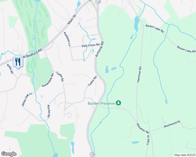 map of restaurants, bars, coffee shops, grocery stores, and more near 9 Old Road Lane in Chappaqua