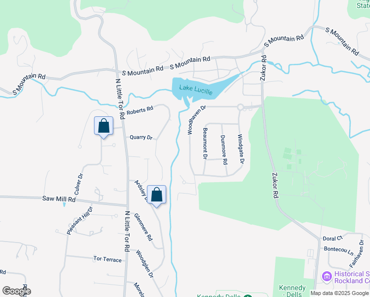 map of restaurants, bars, coffee shops, grocery stores, and more near 44 Woodhaven Drive in New City