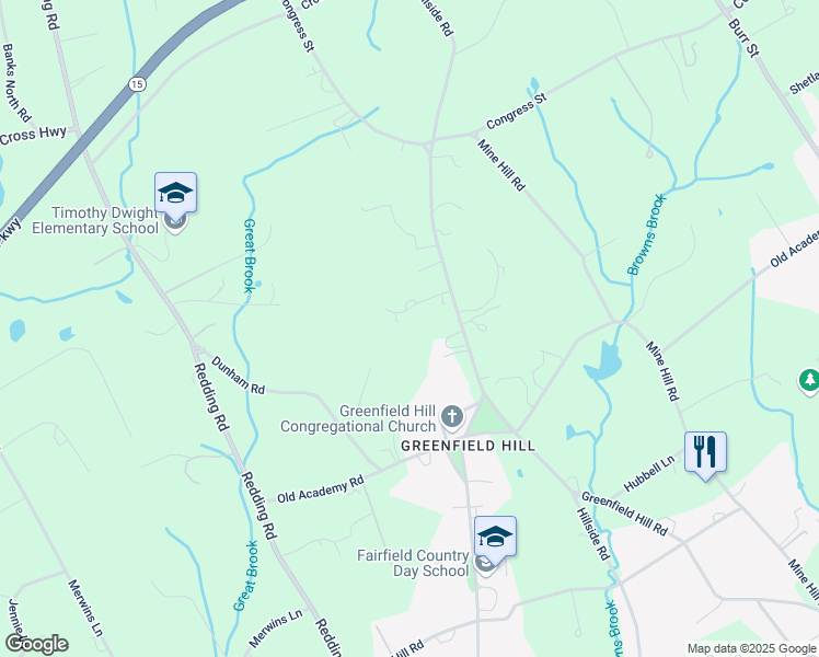 map of restaurants, bars, coffee shops, grocery stores, and more near 111 Cherry Lane in Fairfield
