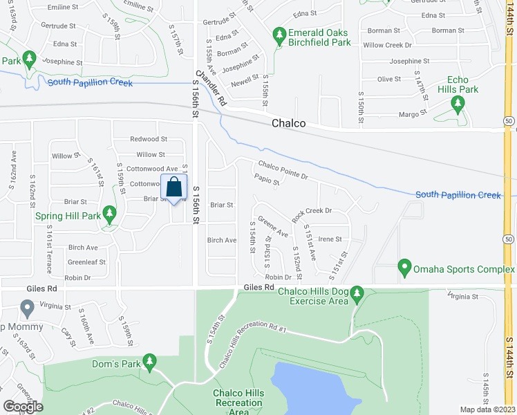 map of restaurants, bars, coffee shops, grocery stores, and more near 7943 South 154th Street in Omaha
