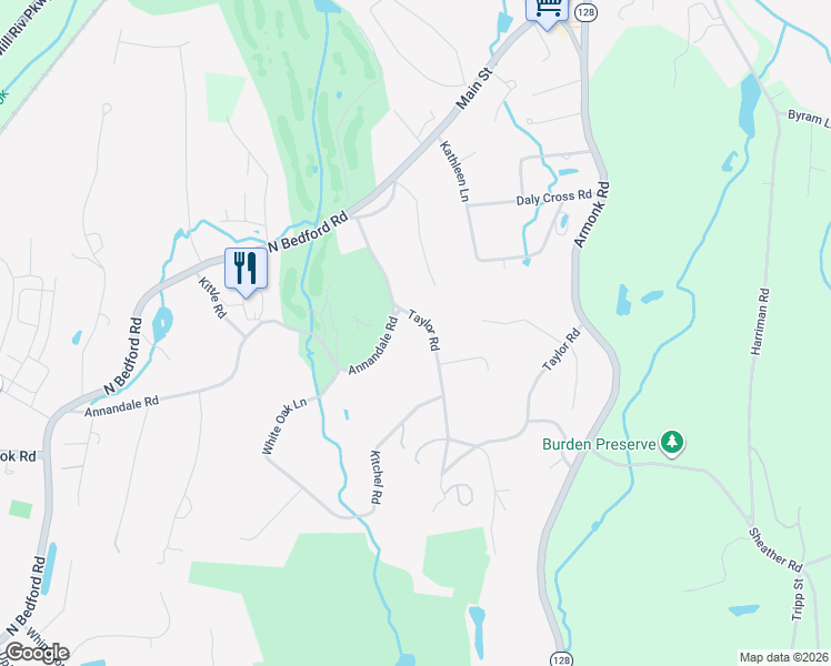 map of restaurants, bars, coffee shops, grocery stores, and more near 20 Taylor Road in Mount Kisco