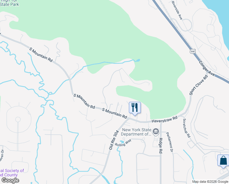 map of restaurants, bars, coffee shops, grocery stores, and more near 689 South Mountain Road in New City